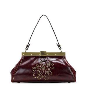 Patricia Nash Ferrara Frame Studded Floral Leather Satchel Purse